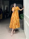 Yellow Colour Georgette With Floral Print Frock Wholesale Suppliers In India NNK4508